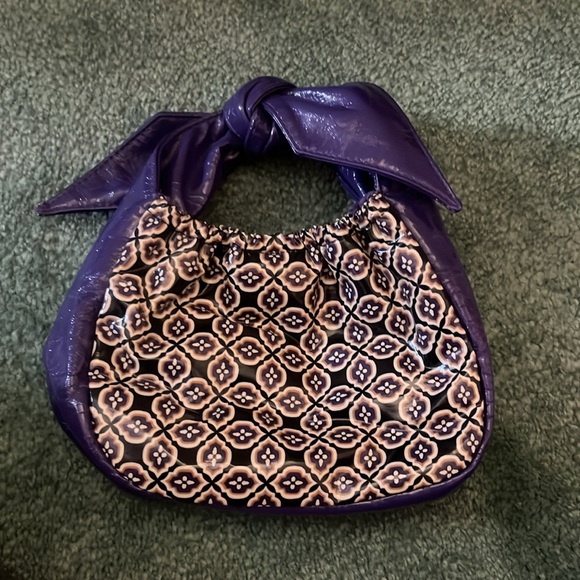 Vera Bradley Tippy Tie Little Frill Bag Simply Violet Purple Silver Charm - Picture 2 of 6